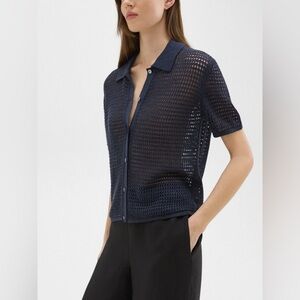 Theory MESH SHORT-SLEEVE SHIRT, NAVY, Small